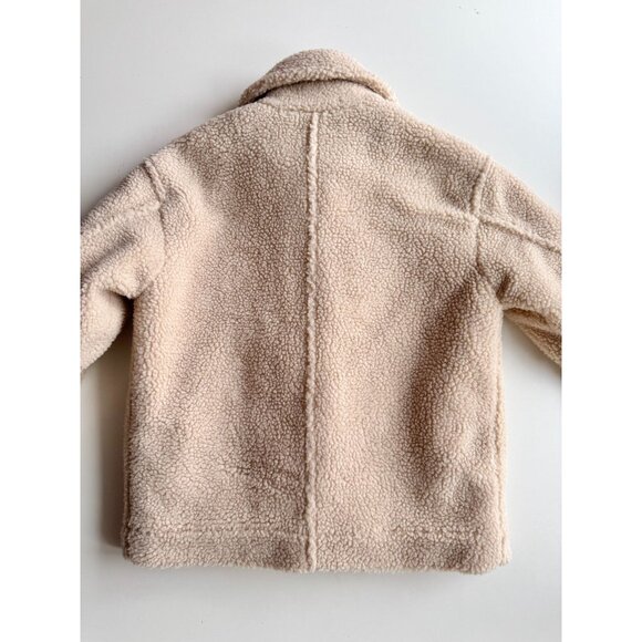 VINCE Beige Polyester Teddy Button Front Boxy Sherpa Jacket, Size XS - Picture 10 of 16